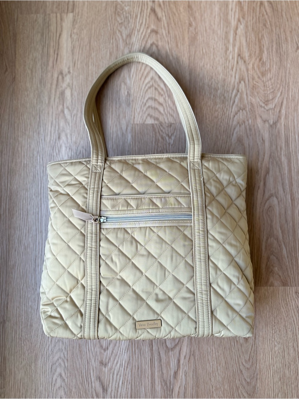 Vera Bradley Performance Twill Vera Tote Bag Tan Beige Quilted Floral